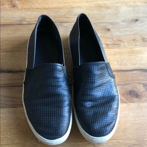 Vince black leather slip on